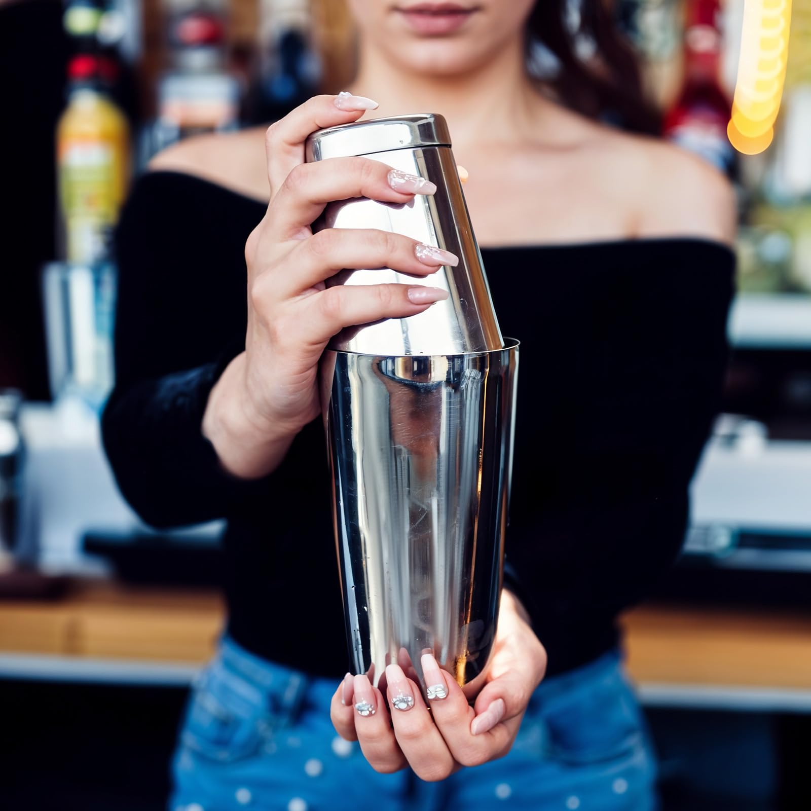 Giantree Set di 6 shaker per cocktail, professionale Boston Bar, in acciaio inox, set per baristi, strumenti essenziali da bar, shaker per baristi, 590 ml, 24 0 z
