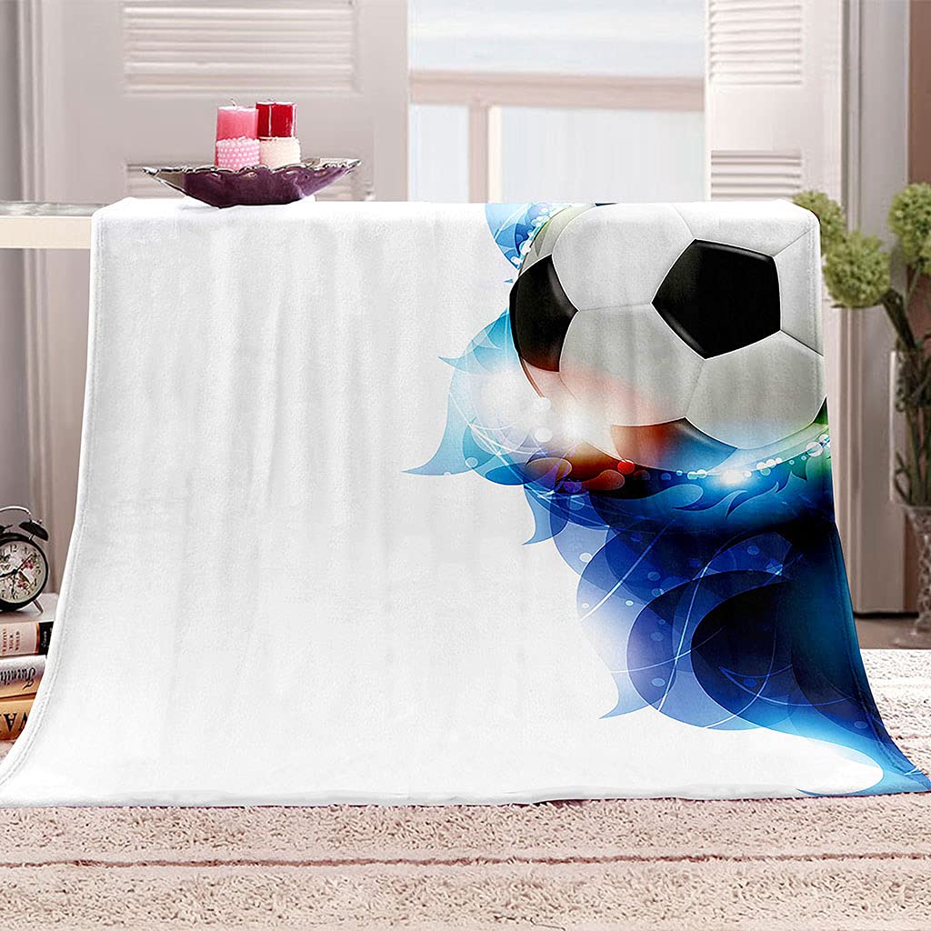 Plaid couverture polaire flanelle 180x200cm pour lit motif football coloré