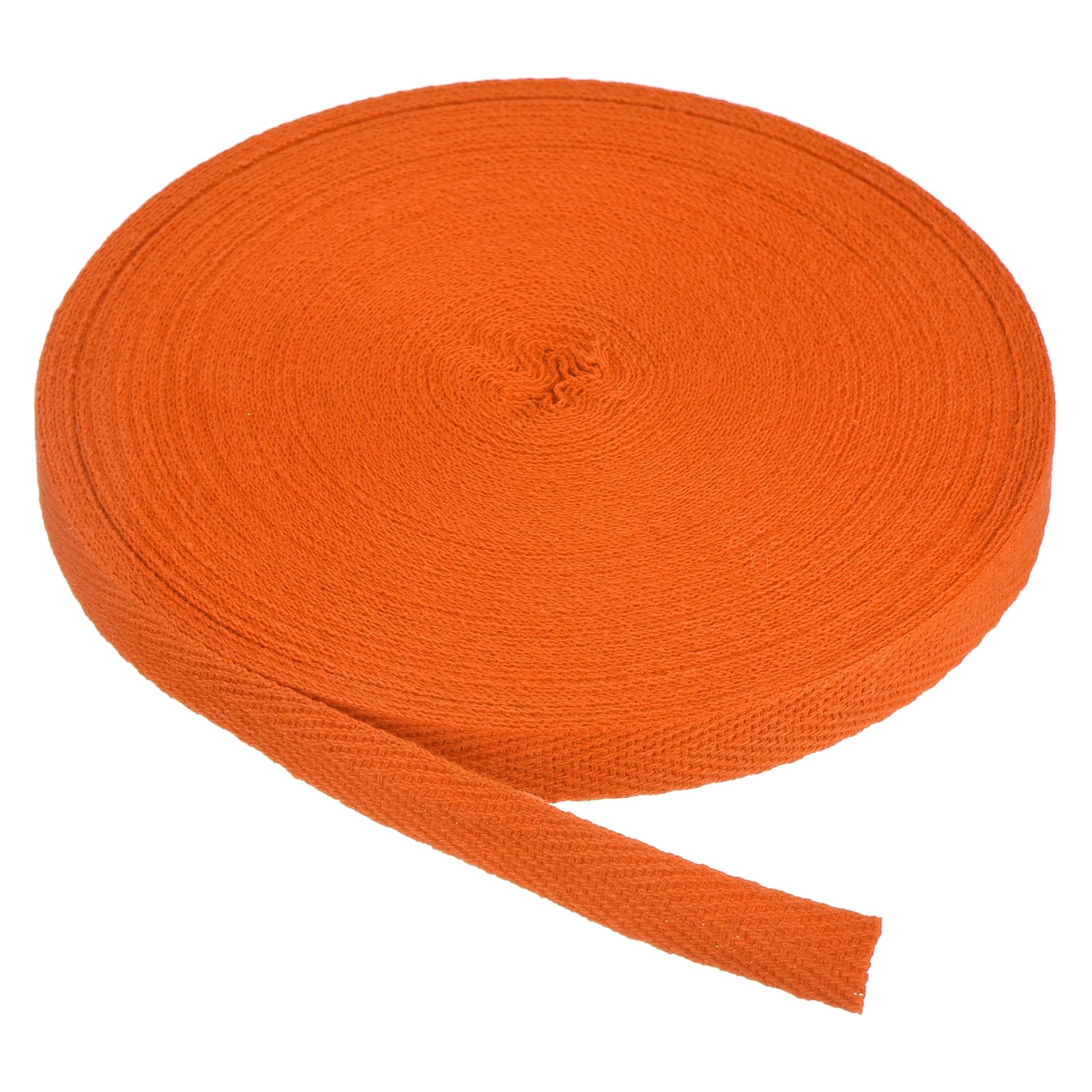 PATIKIL Cotton Twill Tape 3/8 Inch 25 Yards Cotton Ribbon Bias Binding Tape Herringbone Webbing Trim for Sewing Gift Wrapping Craft DIY Dark Orange