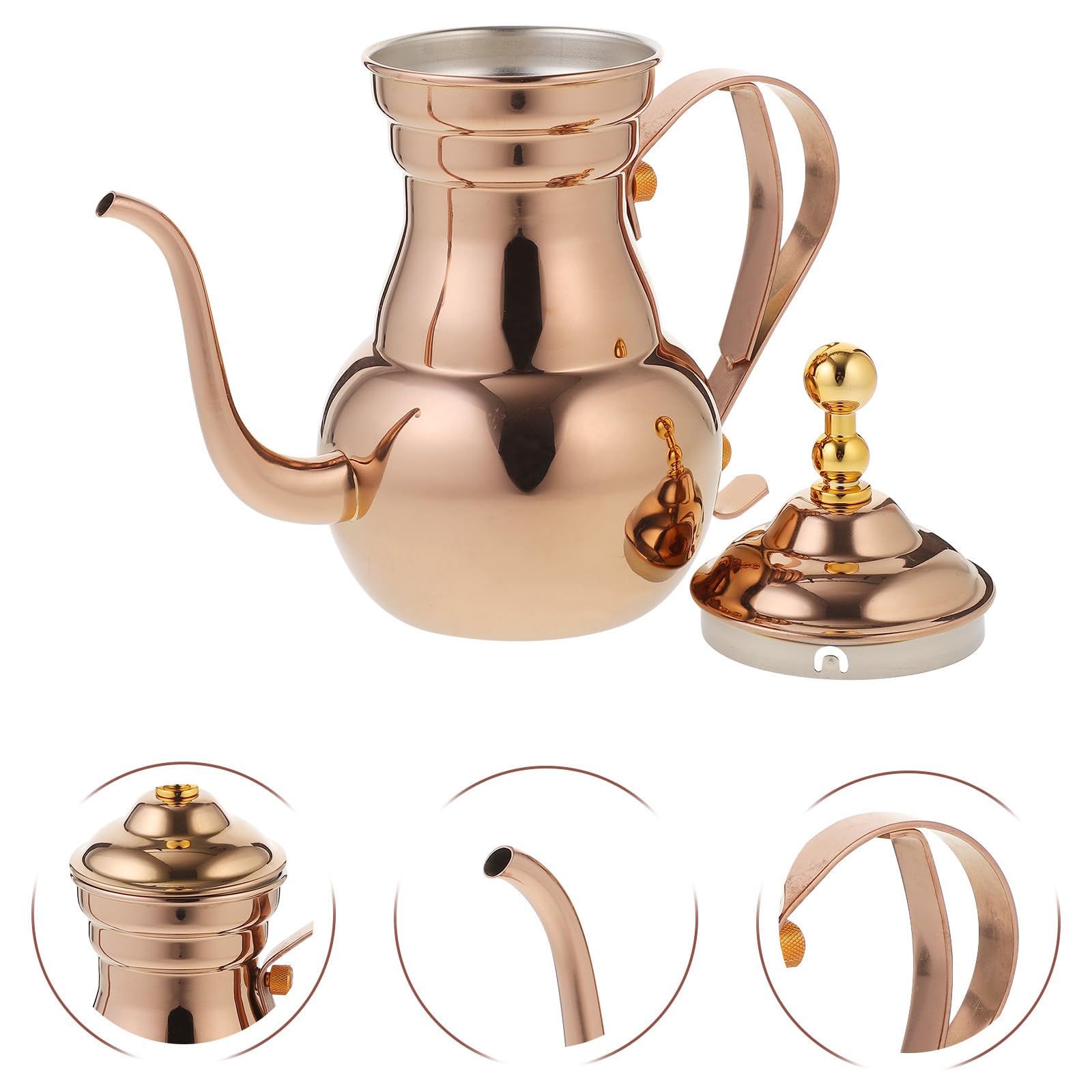 ULTECHNOVO Tetera de Acero Inoxidable 0,7 L con Colador Integrado, Cafetera Metálica Color Chocolate para Uso Doméstico y Restaurante, Tetera de Metal para Infusión de Té y Café