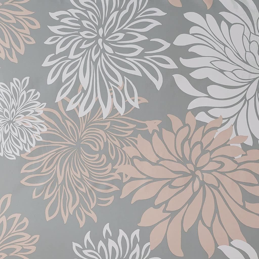 Comfort Spaces Enya Bathroom Shower Curtain Floral Printed, Cute Chic Microfiber Fabric Bath Curtains, 72"x72", Blush/Grey