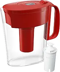 Brita Jarro de filtro de água para torneira e água potável com 1 filtro padrão, dura 2 meses, capacidade para 6 xícaras, livre de BPA, vermelho