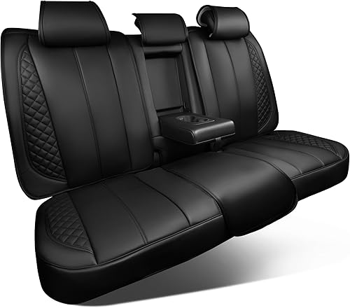 CAR PASS Fundas de asiento trasero de cuero impermeable, cojín de asiento trasero de piel sintética de napa, protector de fila trasera transpirable,