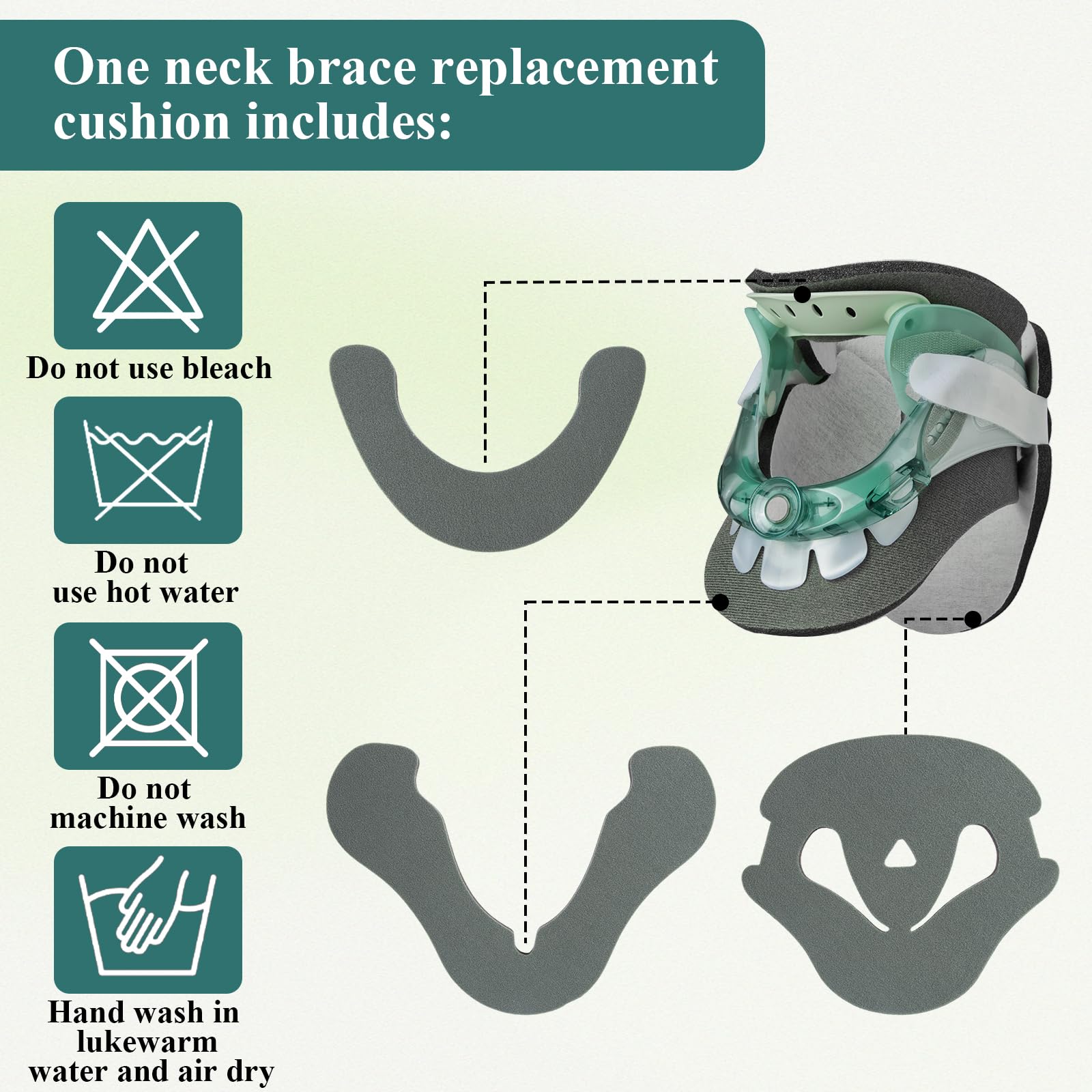 6 cuscinetti di ricambio grigio-verdi, ideali per orecchie Aspen Vista, cuscinetti per cuscino cervicale lavabili, imbottitura Cervical Collar (2 set)