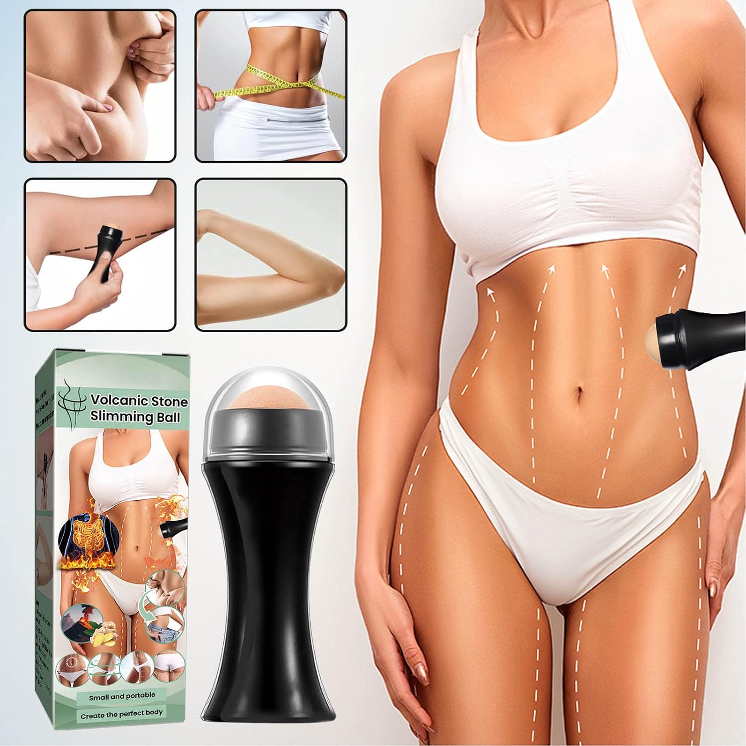 Roller Volcanic Stone Volcanic Stone Body Sculpting Ball Oil Volcanic Roller, Oil Absorbing Volcanic Body Sculpting Ball for Body Shaping Portable Reusable Rolling