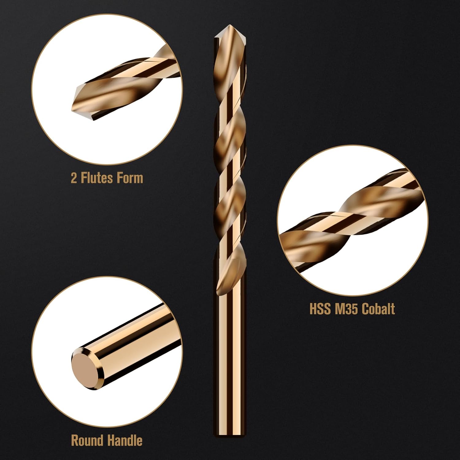 cobalt drill bit set, 115pcs m35 high speed steel bits for hardened metals, stainless steel, cast iron and wooden plastics, with sturdy iron box 115pcs cobalt drill-sturdy iron box