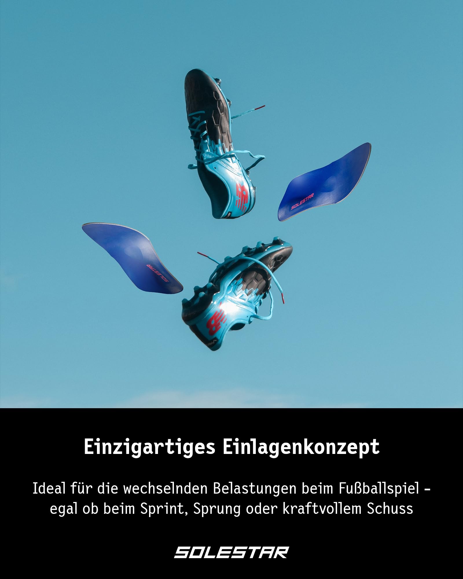 Solestar Kick Einlegesohlen Fußballschuhe Gr. 45/46 - Unisex Schuheinlagen zur Beseitigung von Beschwerden & Leistungssteigerung - Höchster Komfort