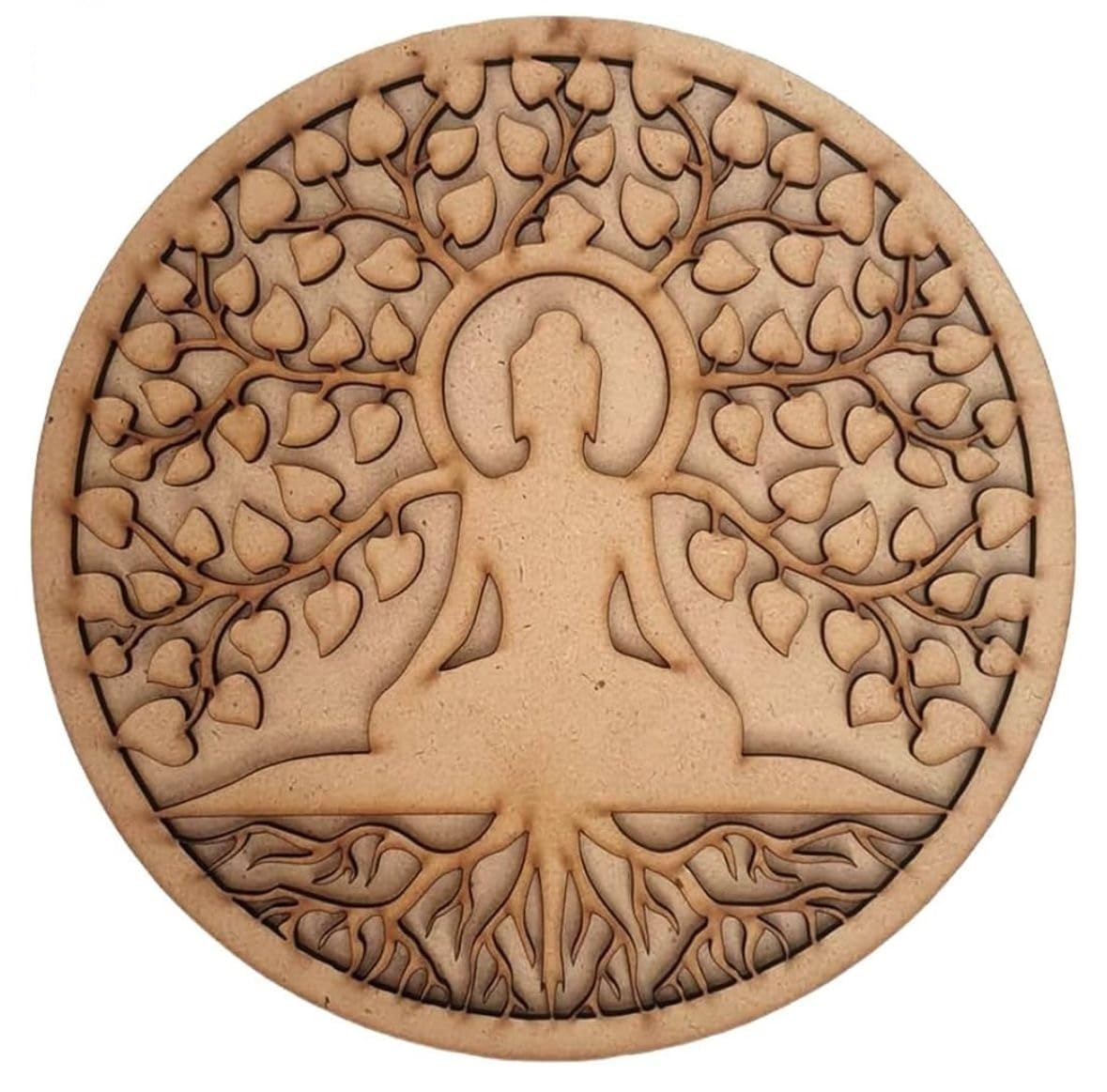 SHRI GOPAL ARTS Pre MDF Board Lord Budha with Jharokha and Hanging Hook, Engraved Designs for DIY craft and lippan art painting (12x9 inches) set-1.-image-36