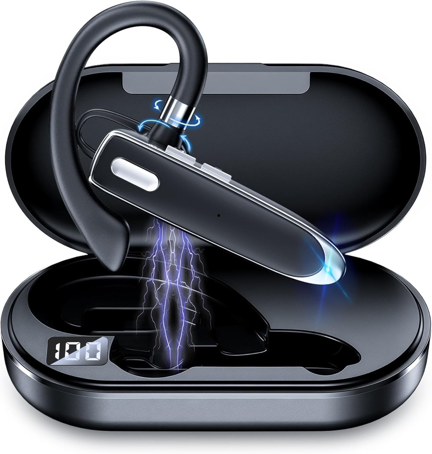 Bluetooth Earpiece Single Ear Business Earbuds with Bluetooth 6.1,Bluetooth Headset for 100H Standby Time,800mAh Battery,Wireless Headset with Mic,Bluetooth Headset for Driving,Work,Trucker,Office