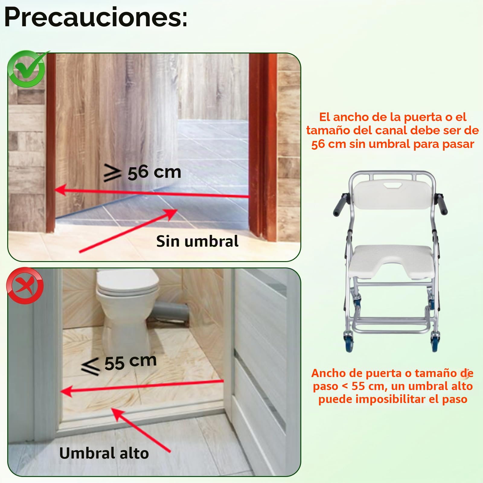 Silla de Ducha con Ruedas Plegable para Personas Mayores | Silla de Ducha Plegable Impermeable, Blanco Silla de Baño y Ducha Discapacitados con Reposabrazos y Respaldo, Carga 120kg