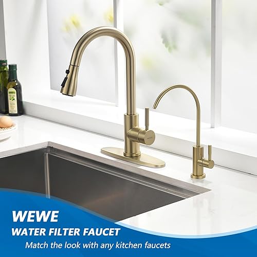 Miniatura 8 de WEWE Grifo de cocina negro, grifo de cocina sin contacto con rociador extraíble, grifos de cocina de un solo mango negro mate, grifo de cocina de