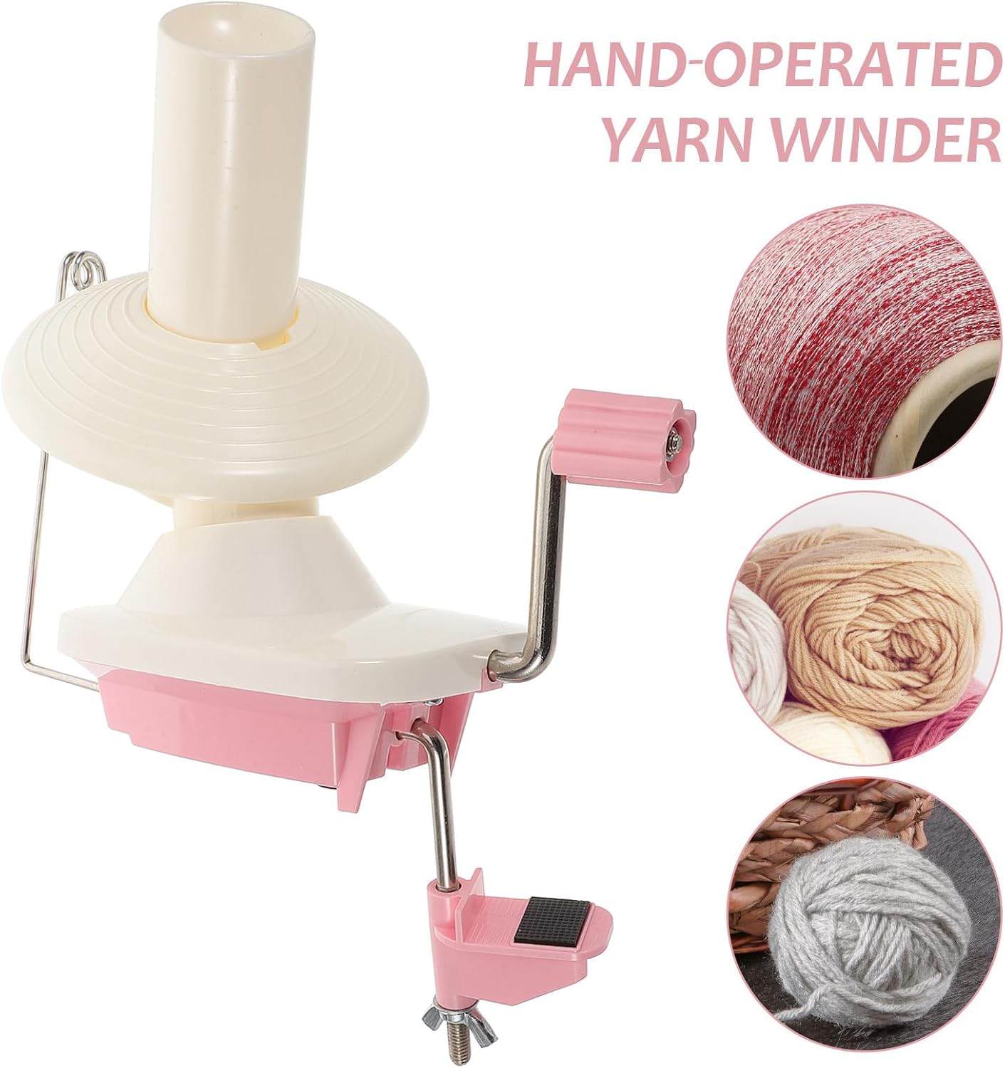 TEHAUX Hand Yarn Winder for Knitting and DIY Projects Tangle-Free Yarn Roller, Simple Operation Plastic Ball Winder for Crafters and Crochet Enthusiasts
