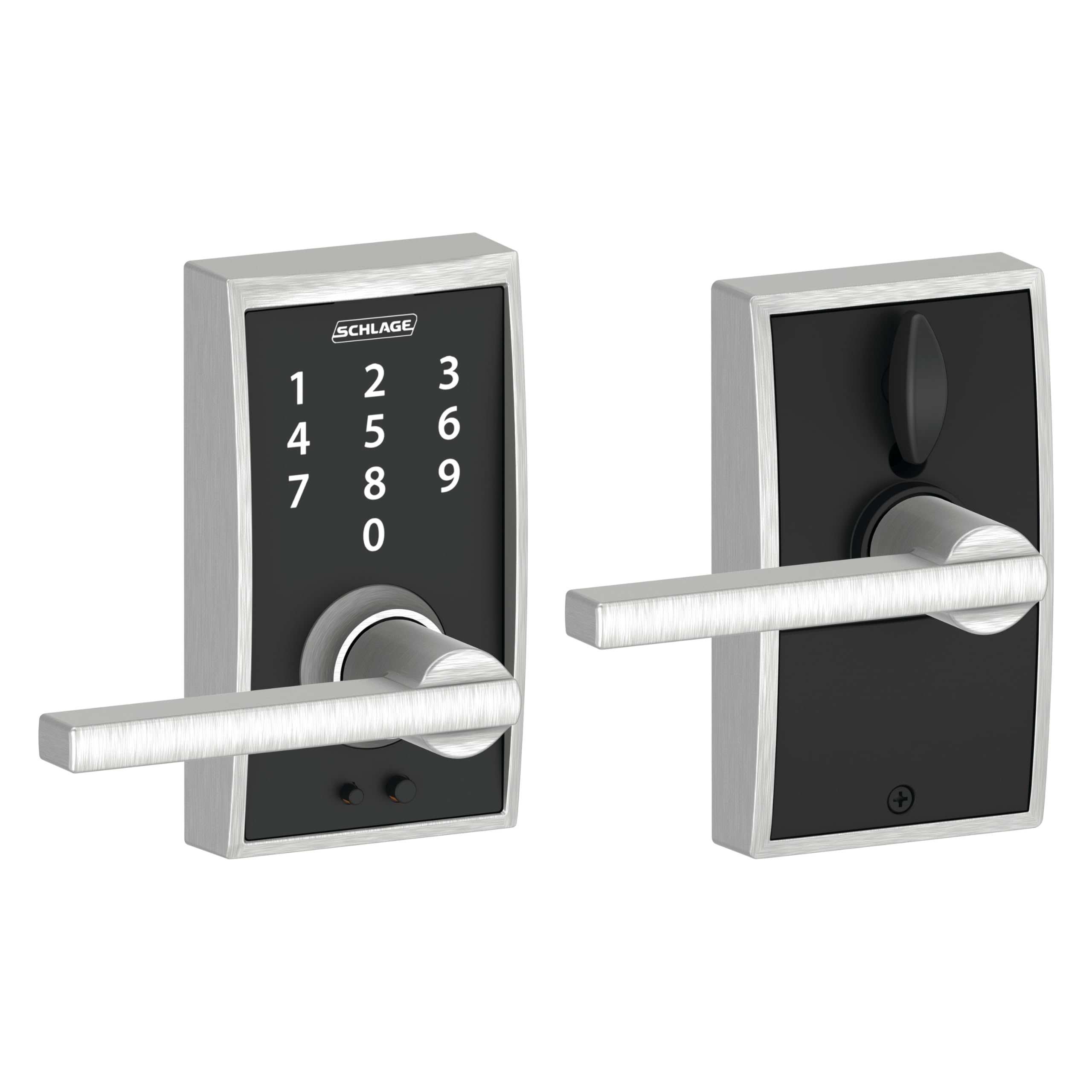 Photo 1 of Schlage Touch Century Electronic Lock with Lever Handle, Touchscreen Keypad, Keyless Front Door Entry, Satin Chrome, FE695 CEN 626 LAT