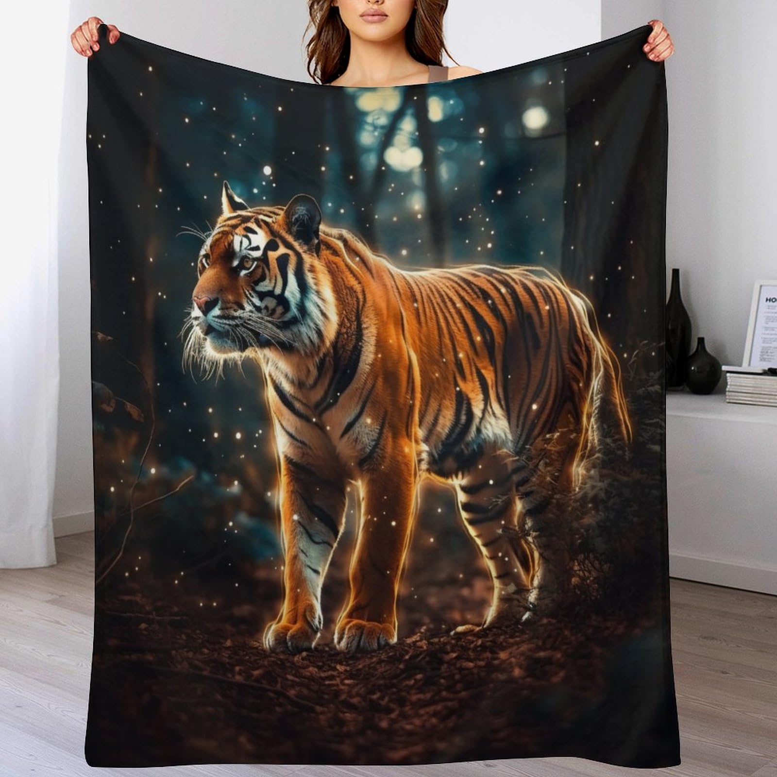 Manta de tigre de franela que no suelta pelusa para sofa y cama de 150x200