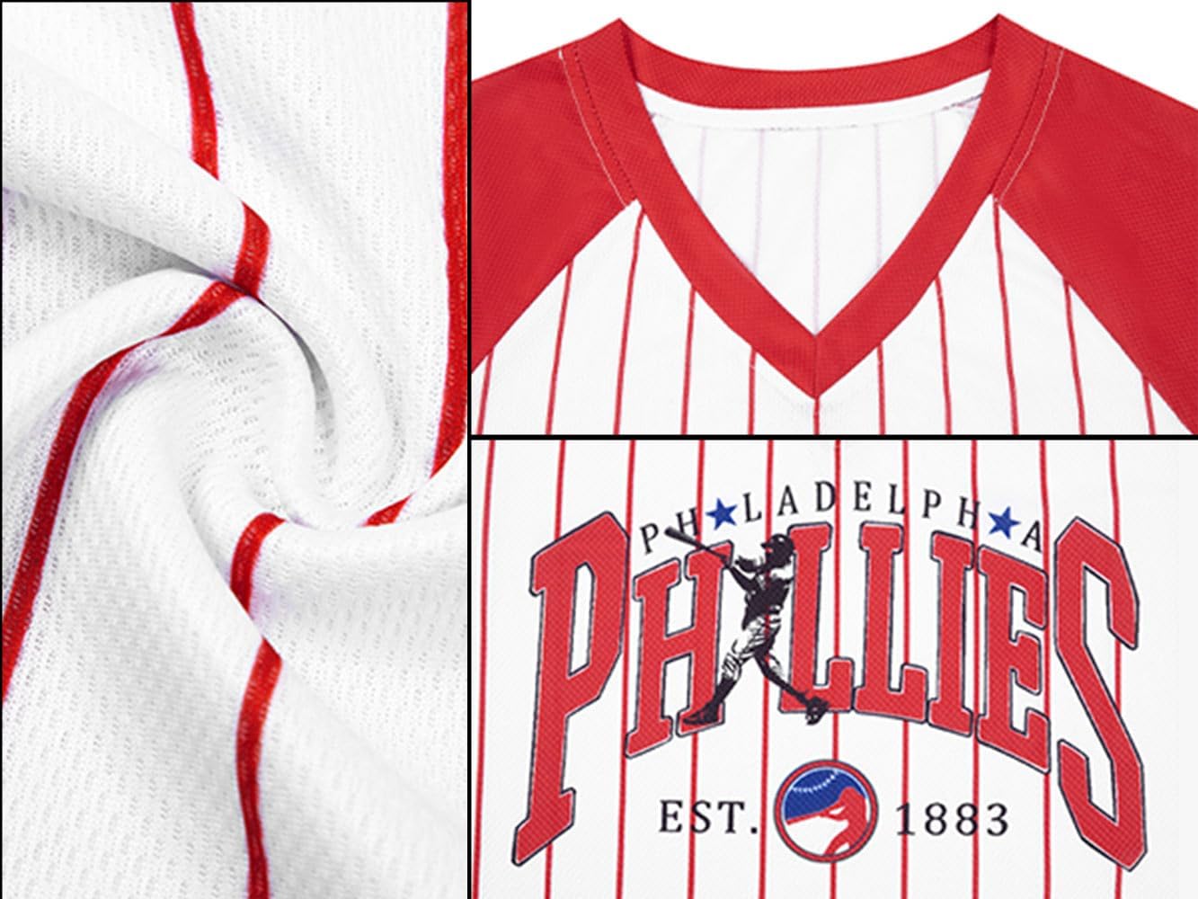 Baseball Shirt Women Striped Baseball Mom Shirts Jersey V Neck Game Day Tshirt Baseball Team Tee Tops Fans Gifts - Image 6