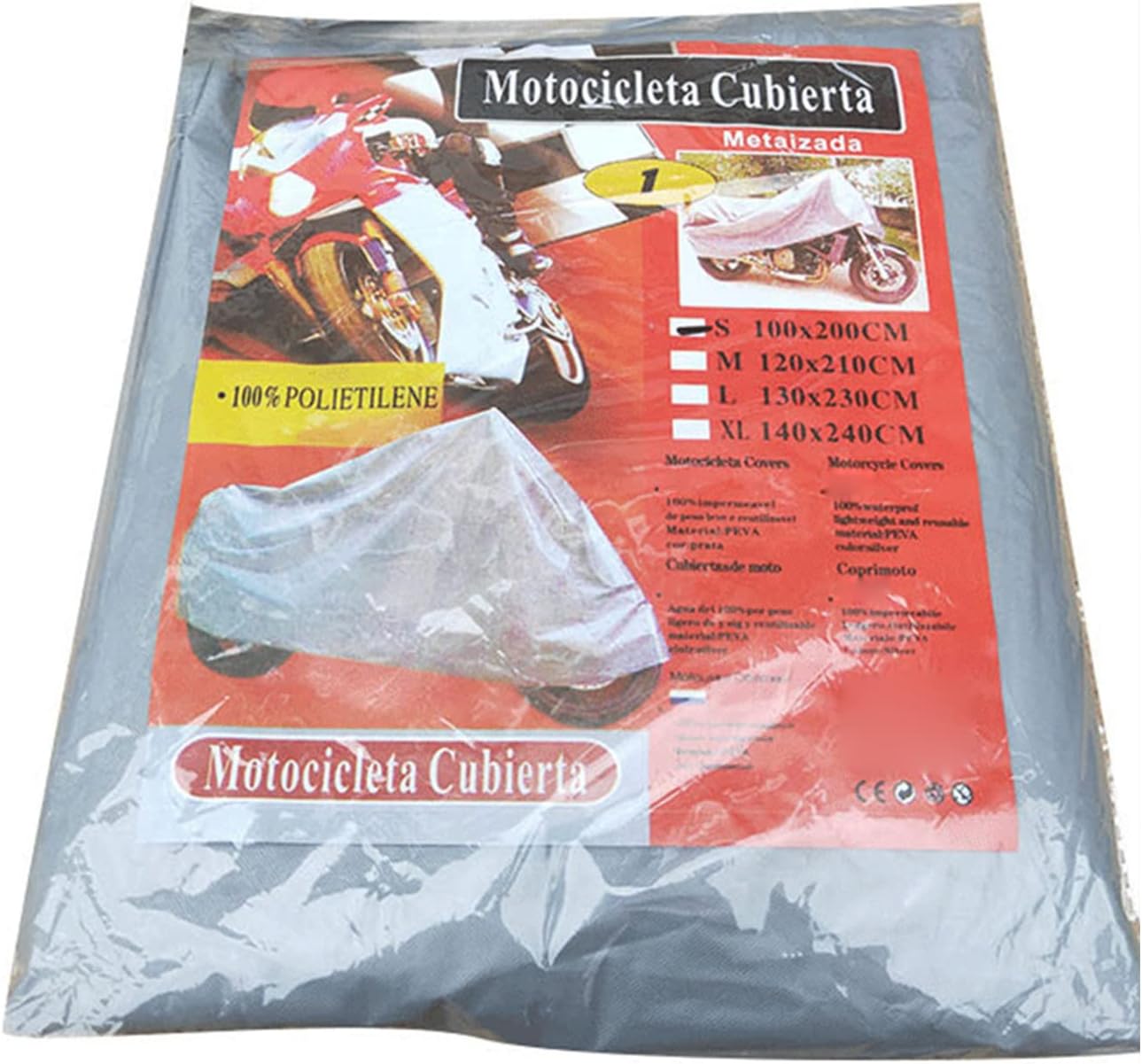 – Motorcycle Cover, Waterproof PEVA Material, All Weather Protection, Fits Scooters and Bikes (XL)