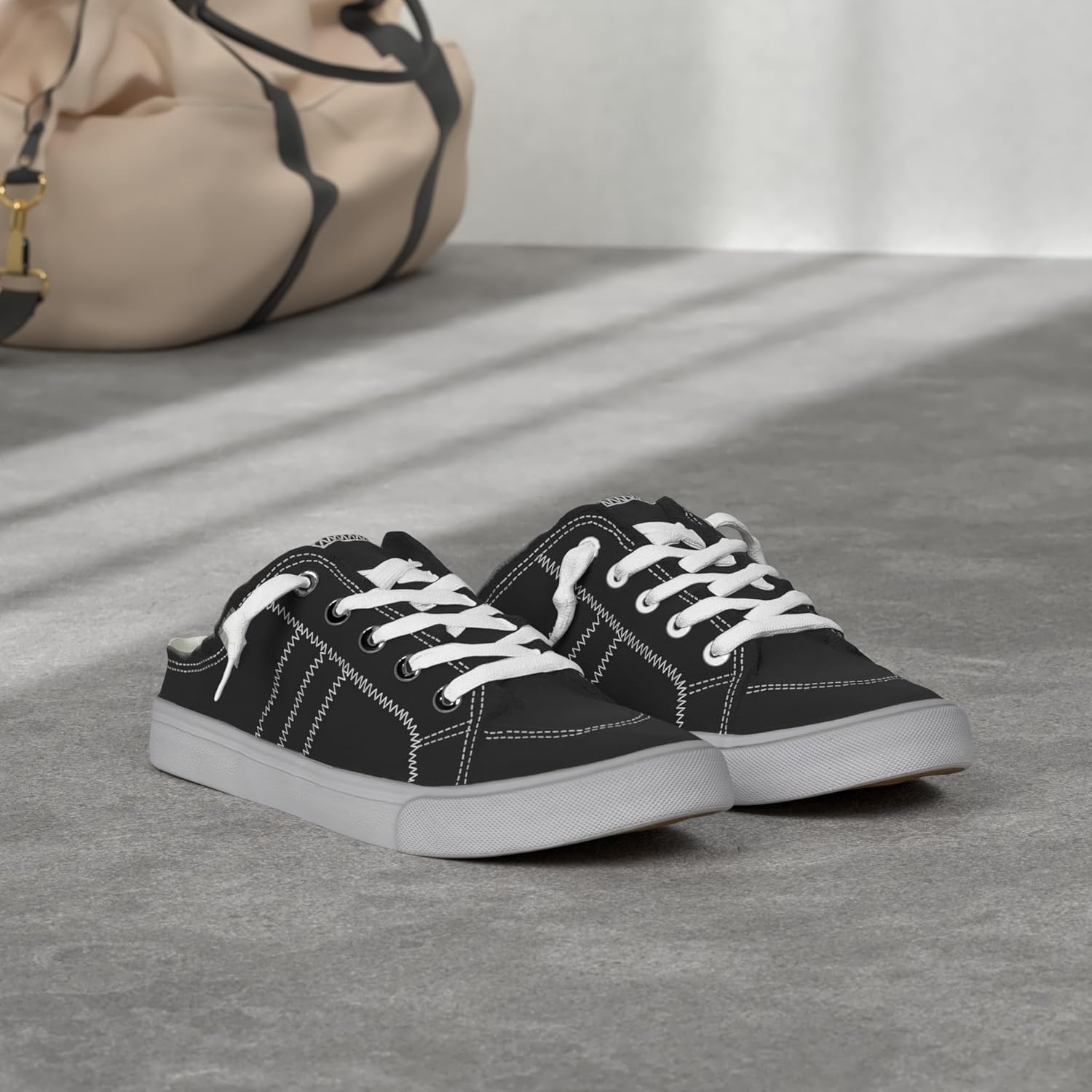 Obtaom Women Canvas Mules Memory Foam Clipper Fashion Sneakers Comfortable Slip-On Mule Backless Holiday Shoes - Image 3