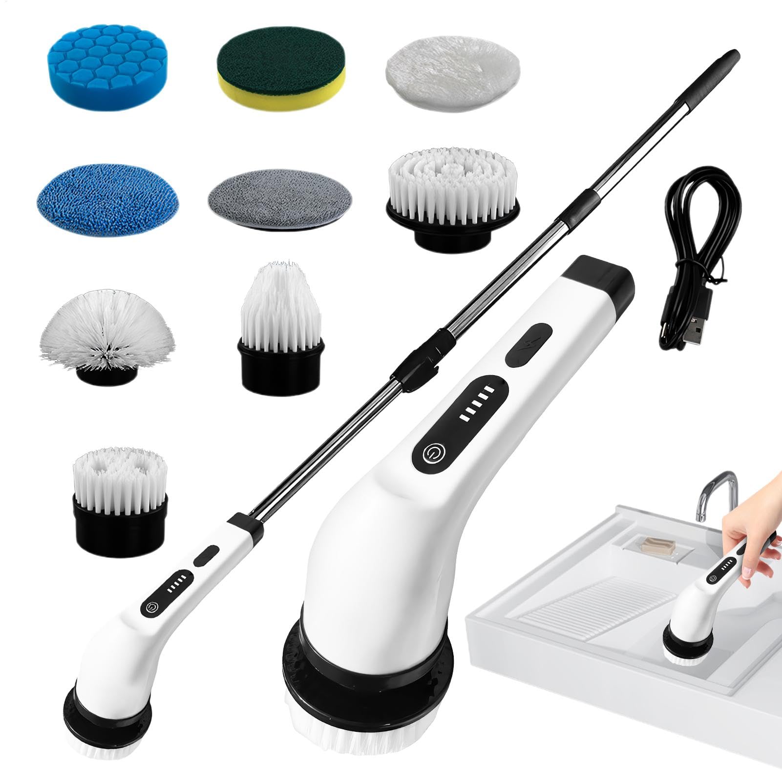 Outil de nettoyage rétractable et brosse électrique pour grands ménages