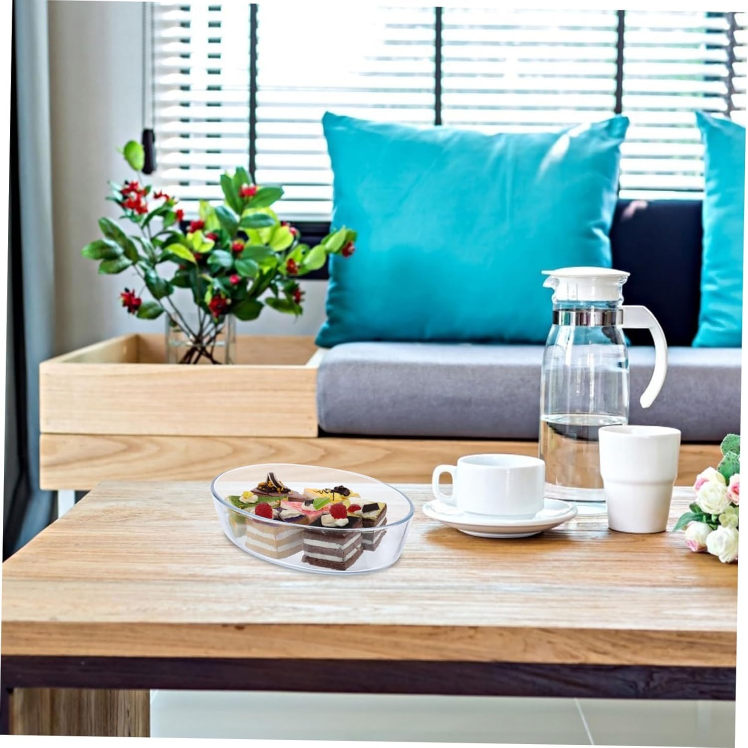 SMASOLO 1pc Large Capacity Clear Glass Baking Dish Non-stick Bakeware for Cakes Fish and More Oven Microwave Easy to Clean Stain- - Cookware