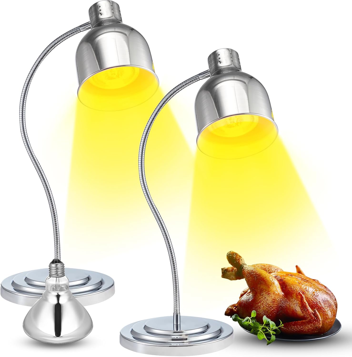 Baquler 2 Pcs Food Heat Lamp with 250w Bulb Stainless Steel