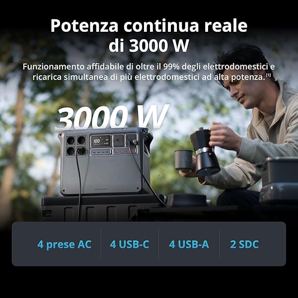 DJI Power 2000 generatore di corrente portatile, centrale elettrica portatile, batteria LFP da 2048 Wh, uscita stabile da 3000 W, ricarica 0-80% in 45 min, power station per casa, campeggio e camper - 2
