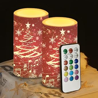 Red Flameless Candles with Remote Christmas Tree LED Table Candles Battery Operated with 4/8 Hour Timer for Indoor Christmas Decorations Xmas Holiday Home Flameless Flickering Candles