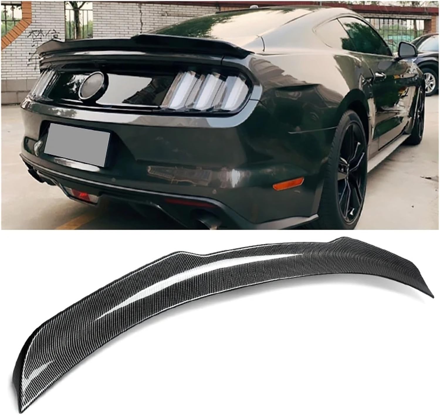 Duckbill Trunk Spoiler Wing Compatible Compatible with Ford Mustang GT350 GT500 2015-2022 Carbon Look ABS Rear Car Body Kit