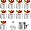 10-Piece Cake Rings Set, 8cm Diameter Stainless Steel Mousse Moulds with Food Press & Spatula, OvenDishwasher Safe Baking Tools for Crumpets, Cheesecakes, Pastries
