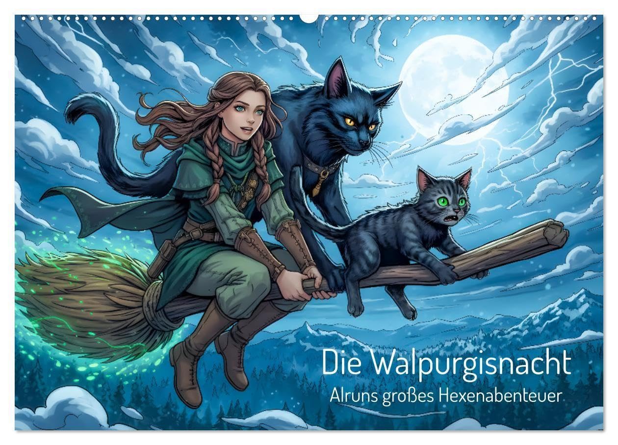Die Walpurgisnacht - Alruns großes Hexenabenteuer (Wandkalender 2027 DIN A2 quer), CALVENDO Monatskalender: Eine fantasievolle, kind- und ... Überlieferungen neu erzählt. (CALVENDO Kunst)