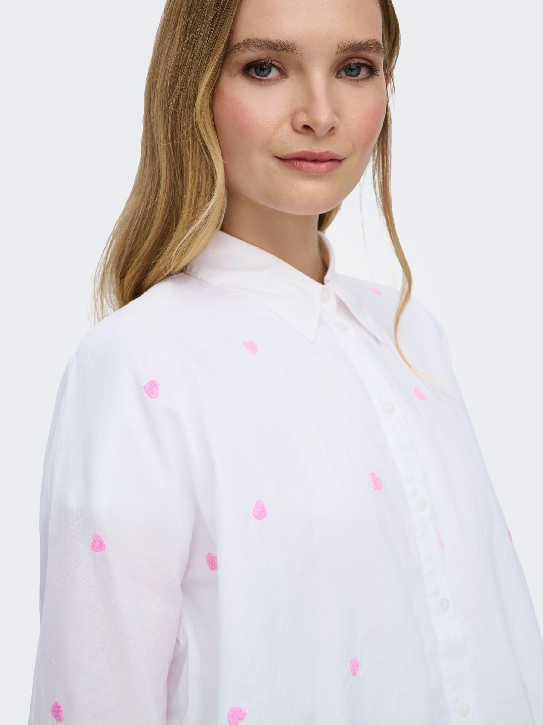 Only Onlnew Lina Grace Ls EMB Shirt Noos WVN Chemise à Manches Longues avec Fermeture à Boutons Femme