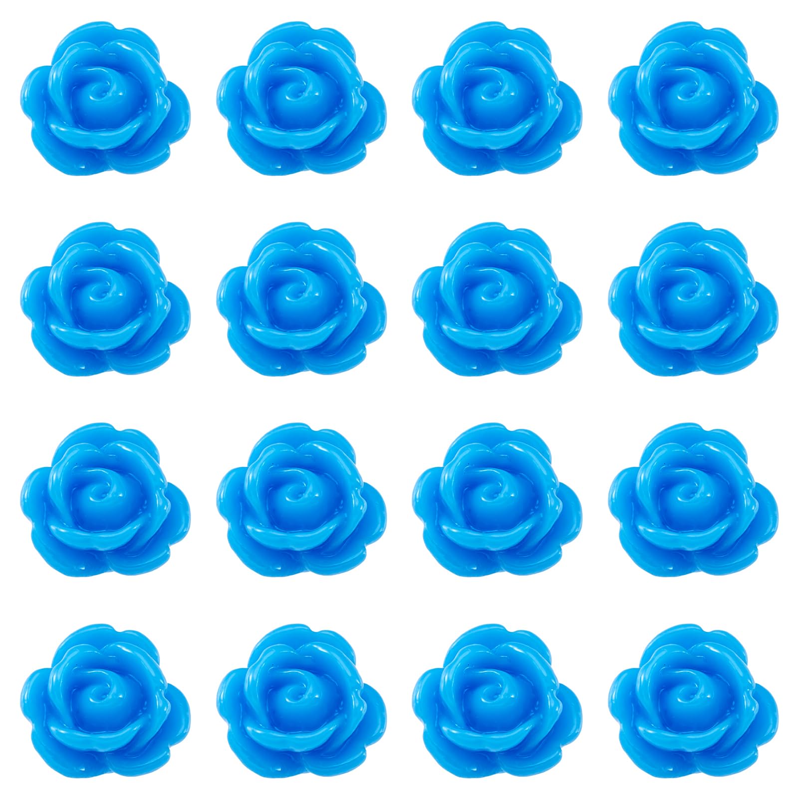 Craftdady 50pcs Rose Flower Beads Opaque Resin Flatback Floral Beads Loose Charm for DIY Jewelry Earrings Necklace Making Sewing Scrapbooking, Blue