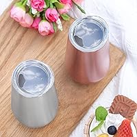 Vista 6 de Sivaphe Juego de 2 copas de champán sin tallo con tapa, acero inoxidable aislado al vacío, tazas de cóctel, reutilizables, método de tostado