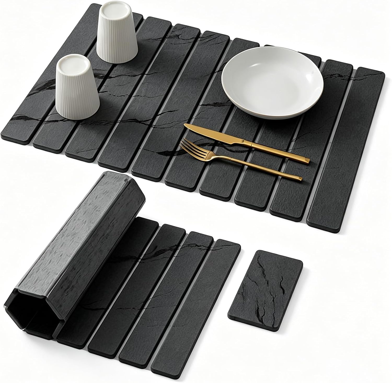 Large Stone Dish Drying Mat for Kitchen Counter 2 PCS(23.6"×15.3" & 8"×4")