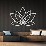 Metal Wall Art Lotus Flower Art, Decor, Floral Artwork, Yoga Studio Accent, Botanical Hanging for Bedro(White, 41x30in|104x76cm)