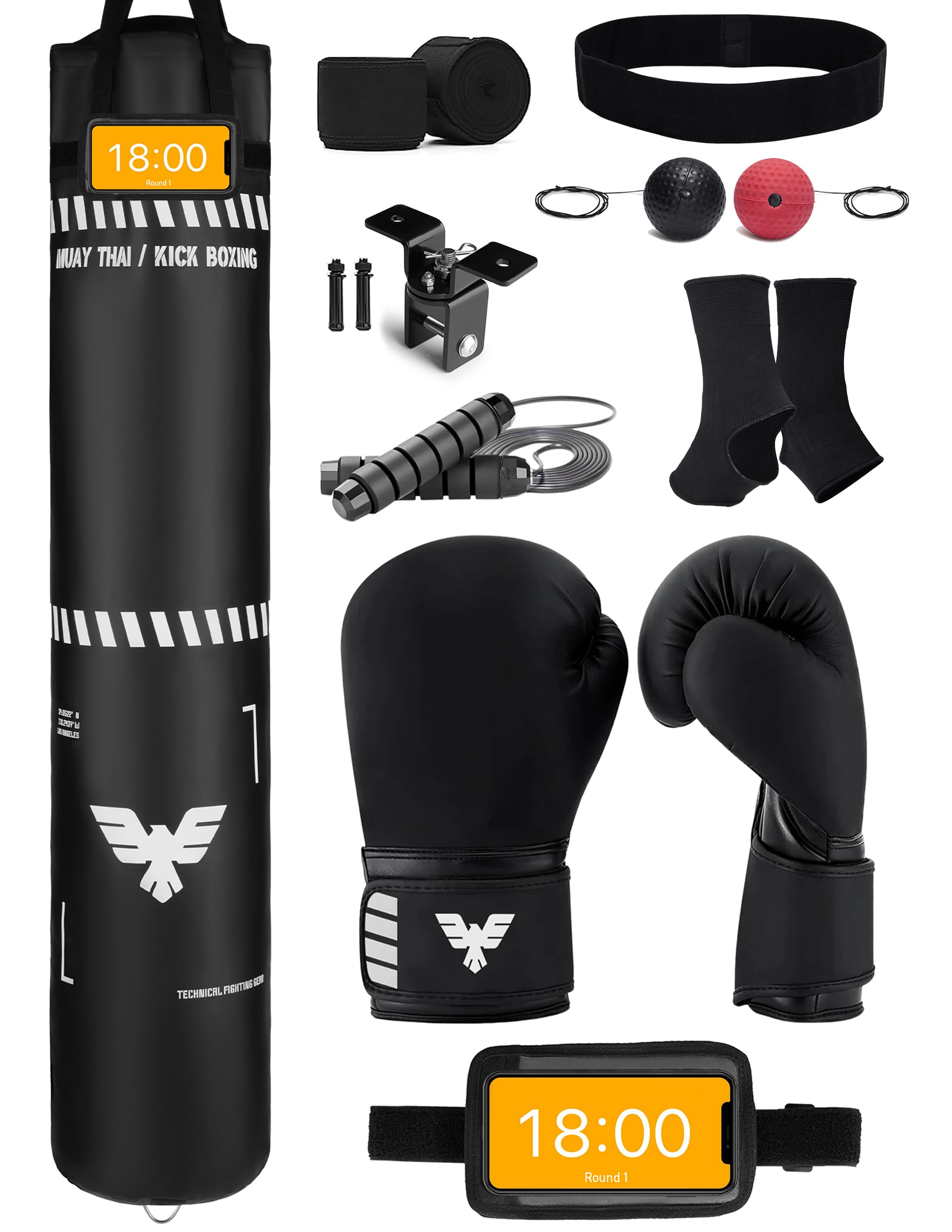 Kit Sacco Da Boxe Ducomi Rocky 7-in-1 - Saccone Vuoto, Guantoni 12 Oz, Fasce Mani, Montaggio Soffitto - Foto 5