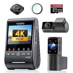 Bundle A329S 3CH 512GB Card Remote Control VIOFO A329S 4K 3 Channel Dash Cam 4K Front 2K Cabin