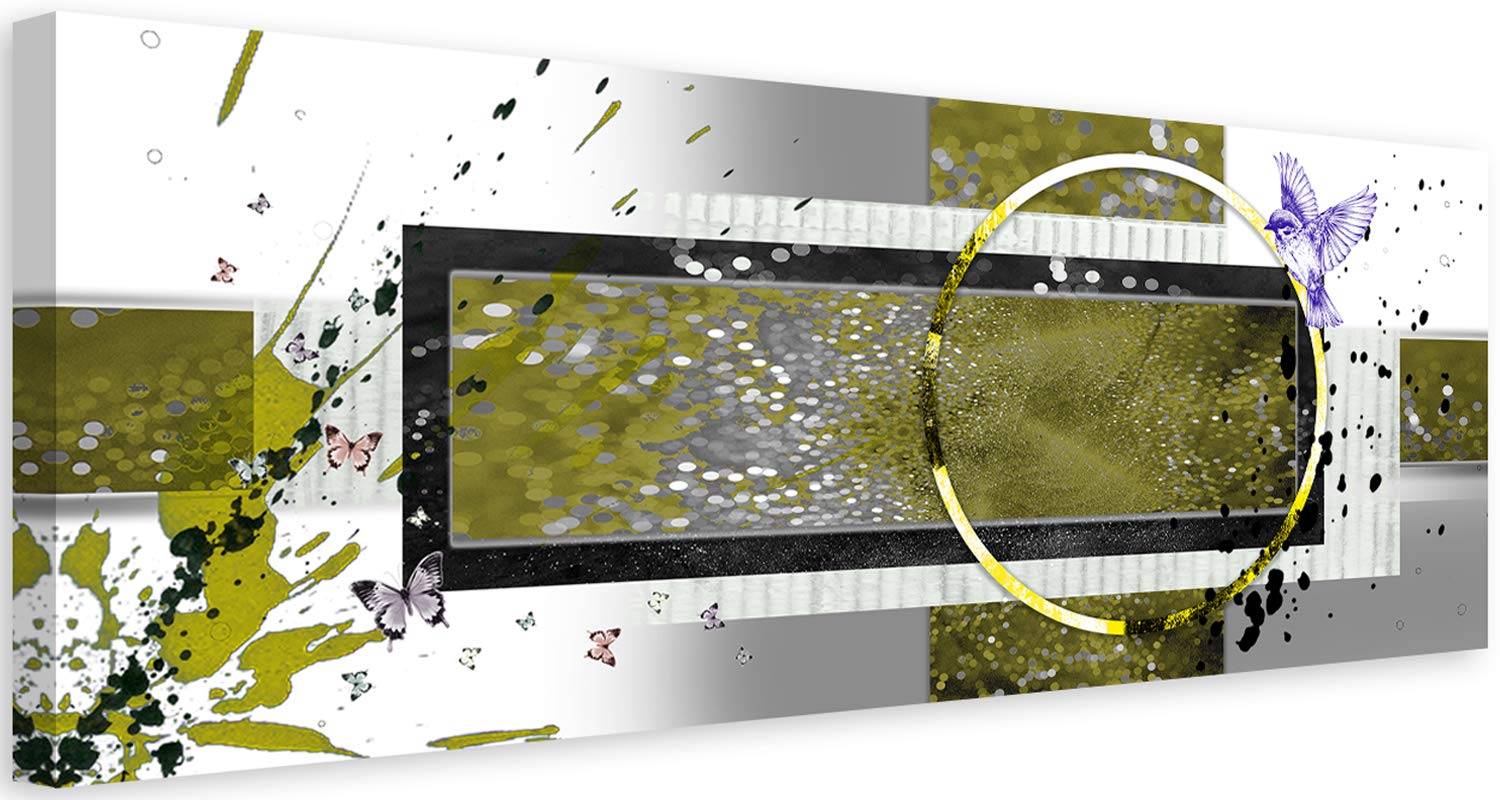 Feeby Quadro su Tela Astratto - 120x40 cm XXL - Stampa in qualita Fotografica - Giallo