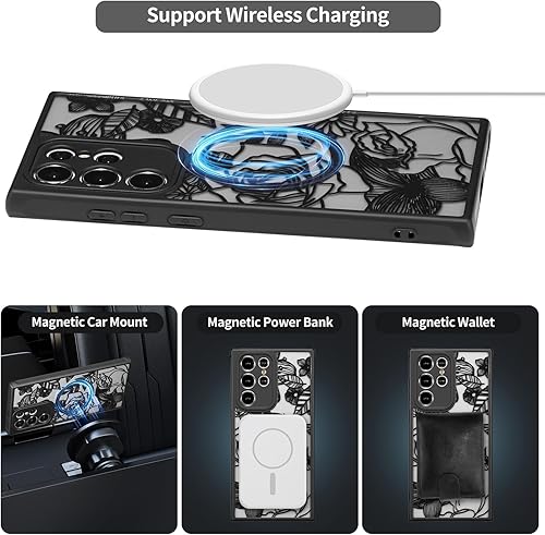 Miniatura 10 de XIZYO Funda para Samsung Galaxy S23 Ultra con diseño de rosa, diseño floral, funda delgada de TPU a prueba de golpes, funda protectora para mujeres