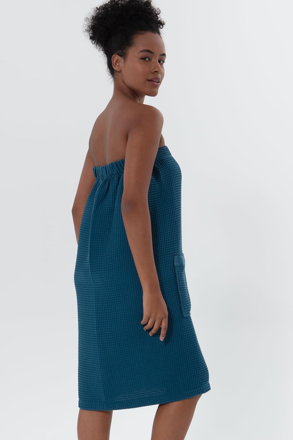 SEYANTE Women's Organic Waffle Spa Wrap, GOTS Certified 100% Turkish Cotton, Lightweight Bath Towel Wrap Adjustable Closure - Image 5