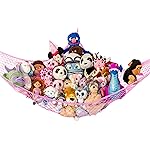 Lilly\'s Love Stuffed Animal Hammock | Corner Hanging Organizer, Toy Storage, Stuffed Animal Storage Net | Made From Quality Fishing Net, Holds 12lbs | 67x47x47 (Pink)