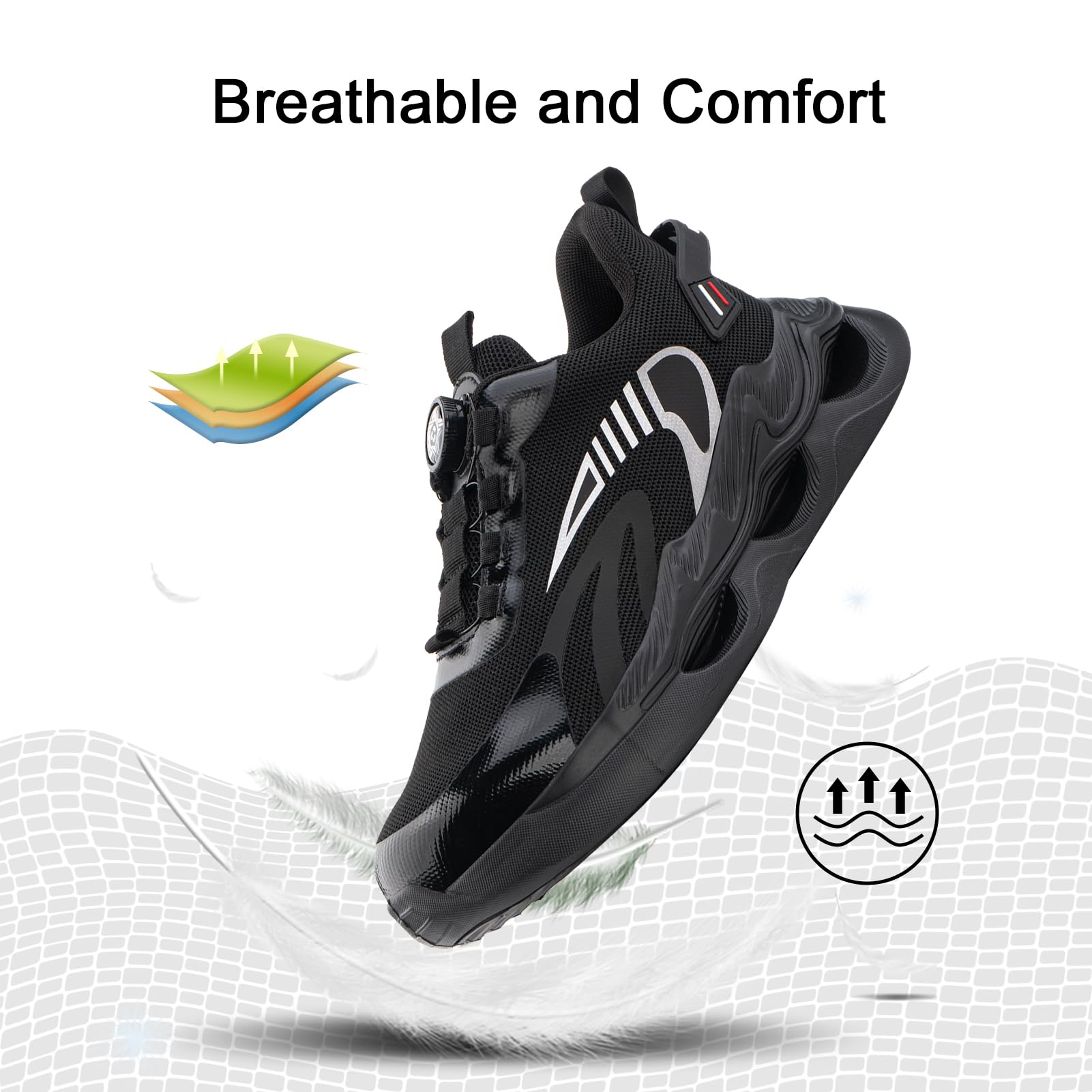 Scarpe Antinfortunistiche Uomo Donna Scarpe da Lavoro con Punta in Acciaio Scarpe Antinfortunistica Sportive Scarpe da Cantiere Leggere Scarpa Antinfortunistica Nero 38 EU