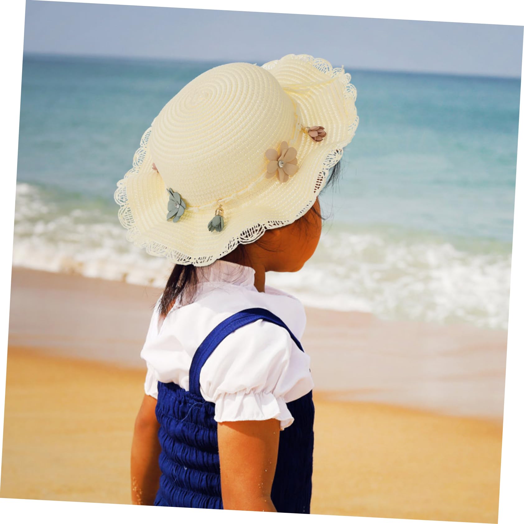 YSJNHX 1 Sombrero de Sol de ala Ancha para niños y niñas, Sombrero de Playa Transpirable, diseño Flexible, UV, Adecuado para Circunferencia de la Cabeza, Amarillo Claro