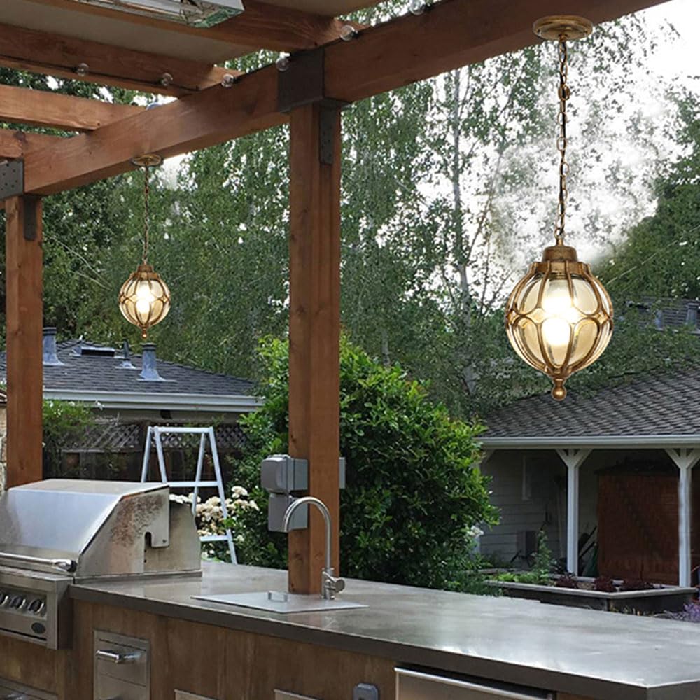 XANAYXWJ Lampadario da Giardino Europeo, Lampada da soffitto Impermeabile per Esterni, Luce a Traliccio D'uva per corridoio Balcone, Padiglione per Villa in Stile Industriale in Metallo sferico