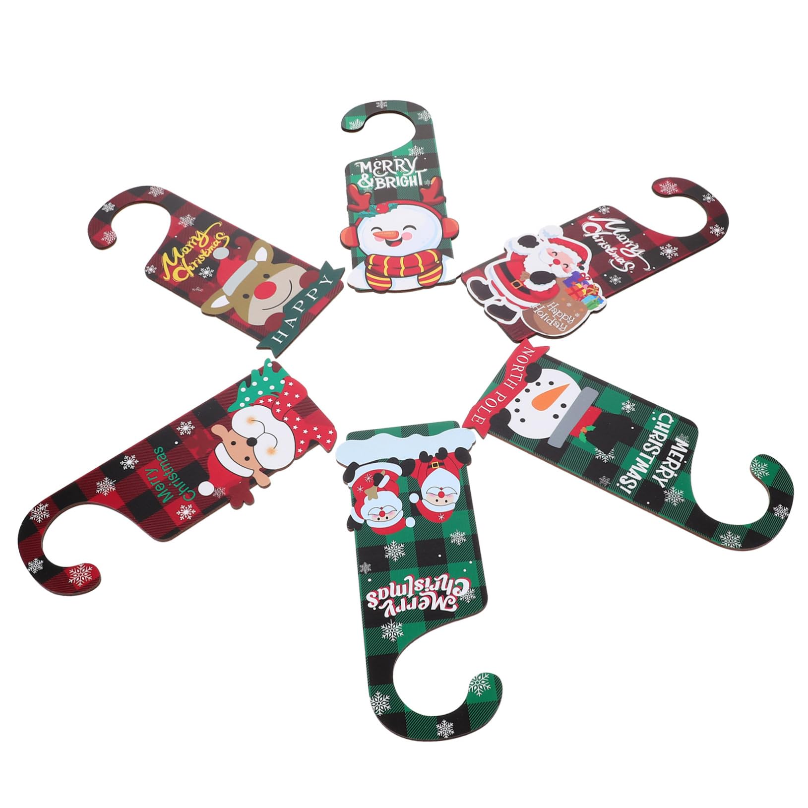 KOMBIUDA 6 Piezas Colgador De Madera para Puerta Navideña Decoraciones Navideñas para Pomos De Puertas Adorno De Pomo De Puerta De Navidad Colgador De Pared De Navidad Adornos Varios