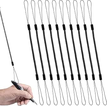 10PCS Pen Leash, Elastic Tether Lanyard Retractable Spring Coil Strap ...