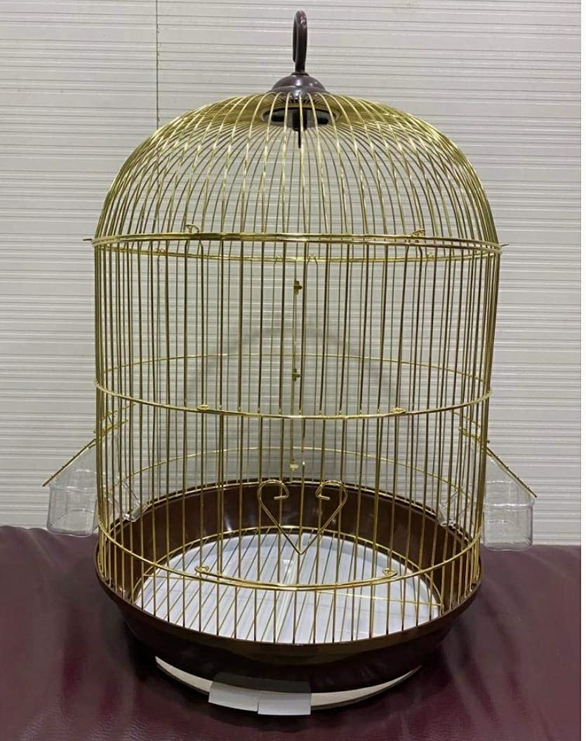 Bird cage for Budgies,Finches,Love Birds,Cuttlefish BoneHolder,Cuttlefish Bone,2 Plastic Perch,2Cups,Swing (H: 18 Inches/Circumference : 12 Inches)-Lovely PETS Kingdom (004 Gold) (B09817BTH4) Amazon Price History, Amazon Price Tracker