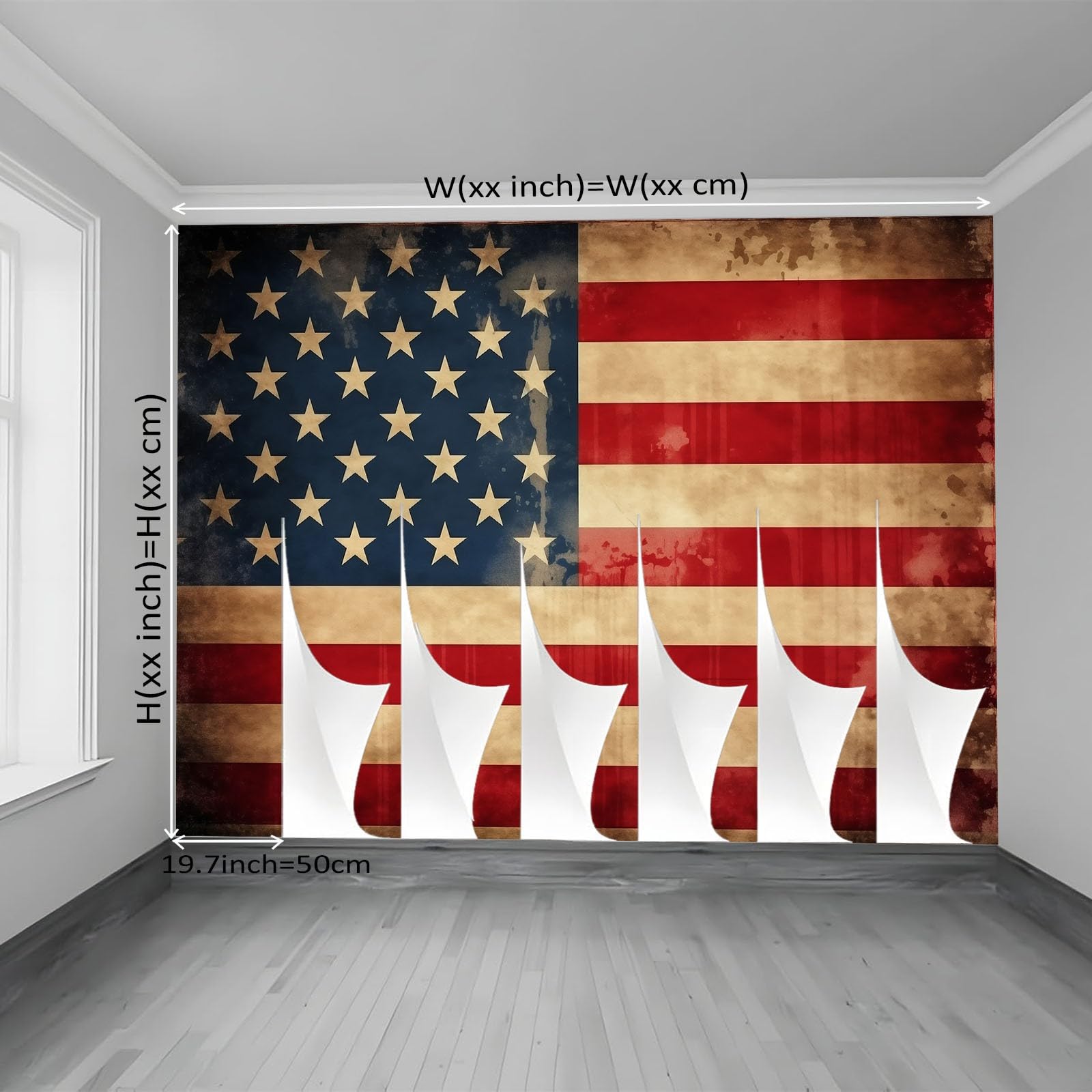 Tapeta 3D z włókniny 3D flaga retro 350 x 256 cm tapeta ścienna do salonu sypialnia kolorowa