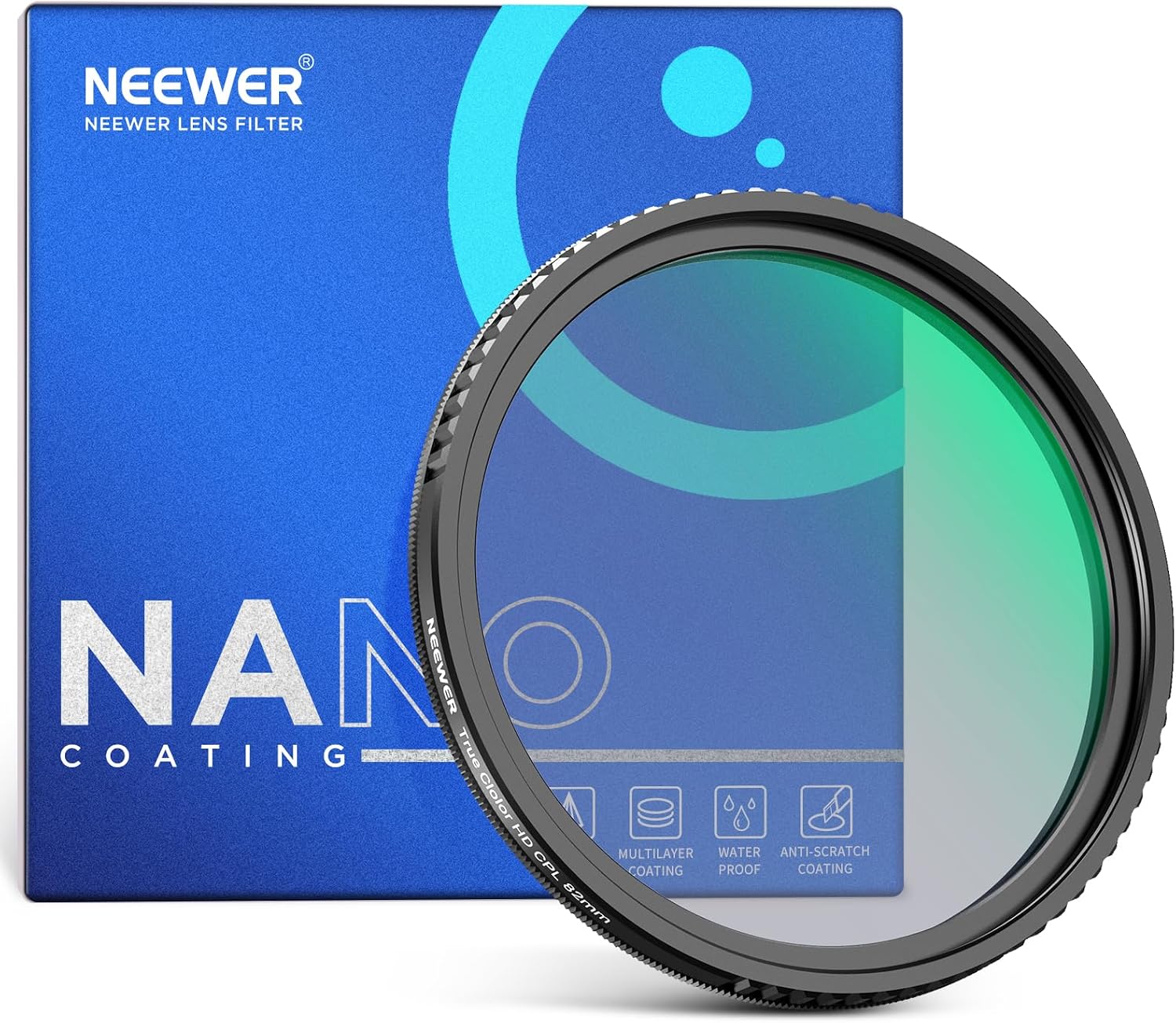 NEEWER 82mm True Colors CPL Filter with Limited Hard Stop, Adjustable Screw On Slim Multicoated HD Circular Polarizer Circular Polarizing Filter Digital Camera Lens Photography Accessories