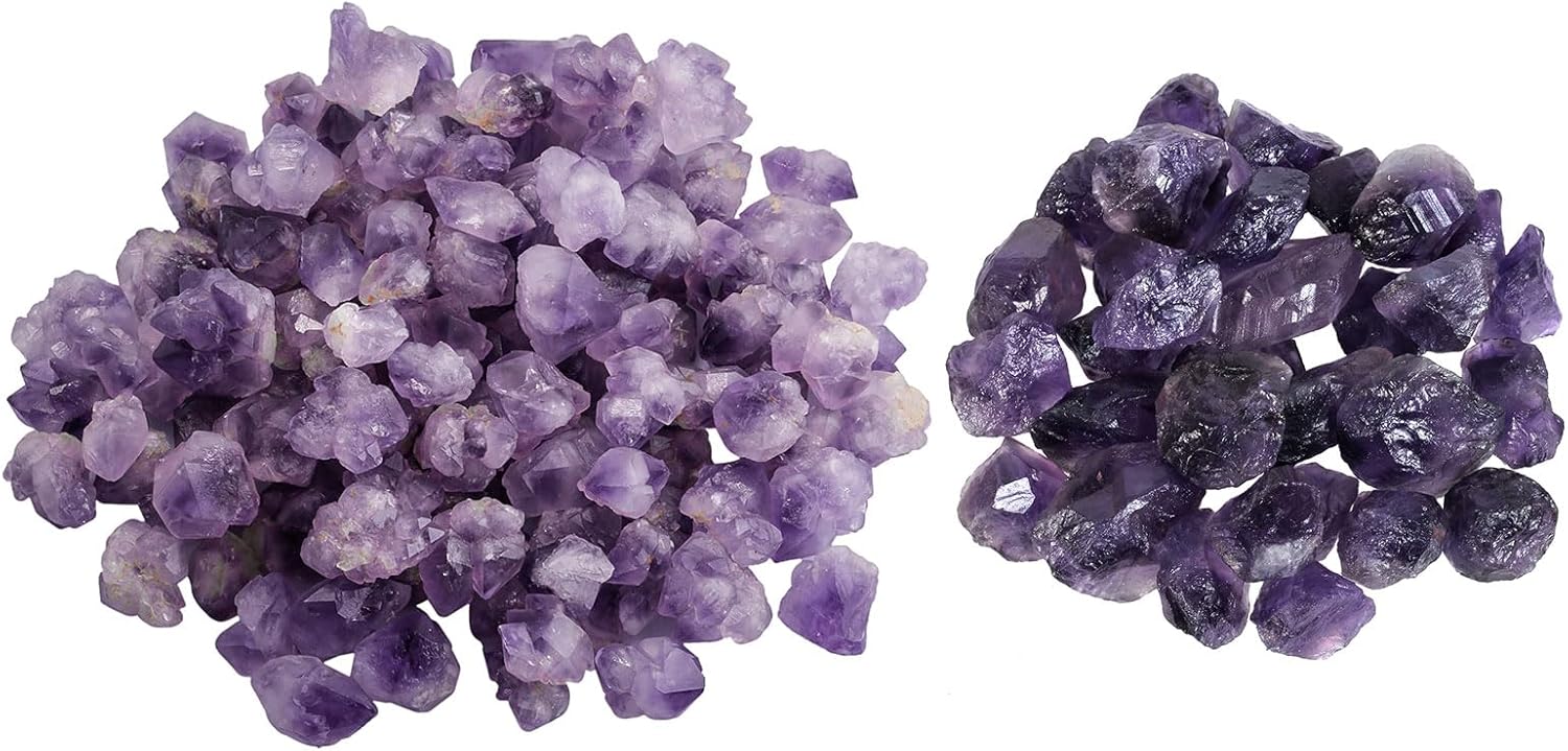 SUNYIK Pack of 2 Natural Amethyst Rough Stones 0.7”-1.5” & Natural Amethyst Raw Rough Crystal Stones 0.71-1.57"