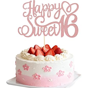 1 x Happy Sweet Teenager 16 Cake Topper Happy Sweet 16 Cake Decoration Cake Decoration for 16th Birthday Boy Girl Cake Decoration for Birthday House Parties Years Party Rose Gold